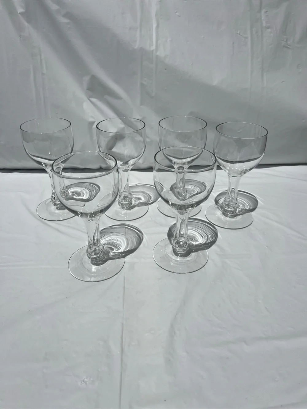 Set of 6 UV Reactive MCM Vintage Hollow Stem Wine Glasses 5x2.5 inches